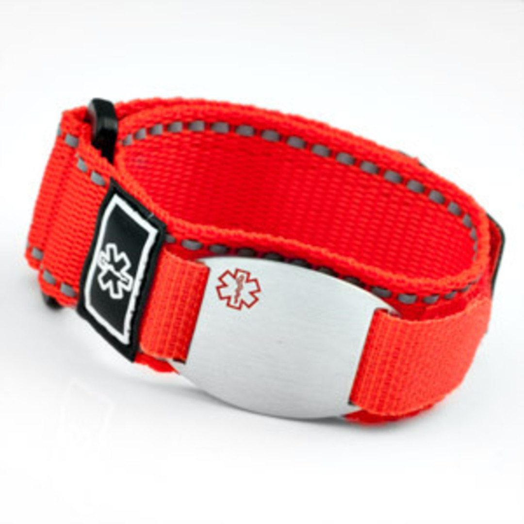Medical Alert Velcro Sport Strap Band Bracelet with Engraveable Plaque (Various Colours) image 0